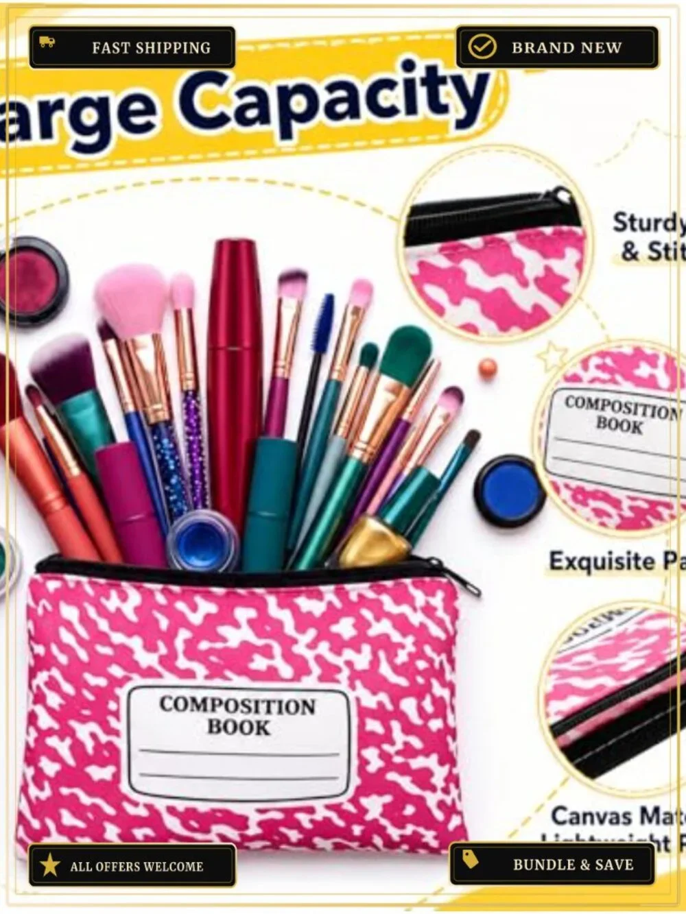 Teacher Appreciation Makeup Bags, Canvas Pencil Cases, Travel Toiletry Pouches,